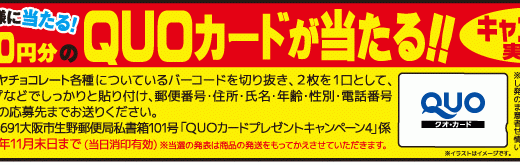 [フルタ製菓] セコイヤチョコレートを買って1,000円分のQUOカードが当たる!!プレゼントキャンペーン | 2019年11月末日 まで